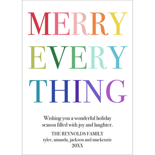 Colorful Merry Everything Flat Holiday Cards